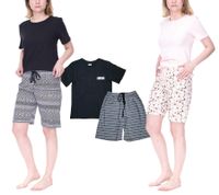 CINQUE Baumwoll-Pyjama kurze Hose Rundhals-Shirt für Damen in Rosa/Weiß, Schwarz/Weiß oder für Herren in Schwarz/Weiß CINQUE Baumwoll-Pyjama kurze Hose Rundhals-Shirt für Damen in Rosa/Weiß, Schwarz/Weiß oder für Herren in Schwarz/Weiß