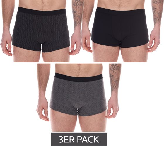 3er Pack UOMO Herren Baumwoll-Boxershorts Retro-Boxershorts Oeko-Tex zertifiziert - Standard 100 Unterwäsche 795043 Schwarz/Grau