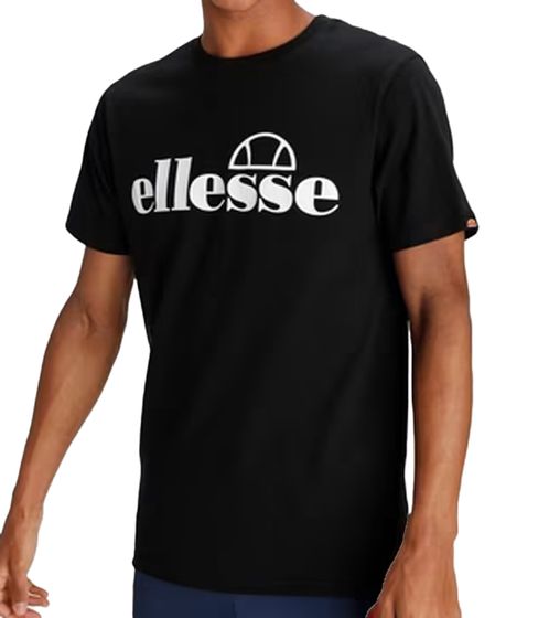 ellesse Fuenti T-Shirt Herren Baumwoll-Shirt mit Logo-Print Sport-Shirt SHP16469 Schwarz