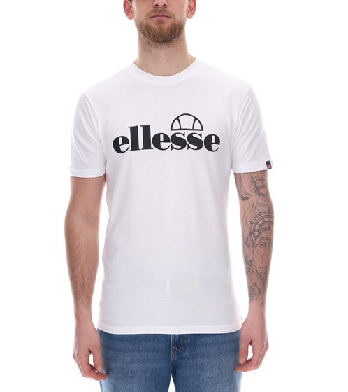 ellesse Fuenti T-Shirt Herren Baumwoll-Shirt mit Logo-Print Sport-Shirt SHP16469 Weiß