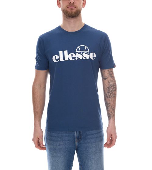 ellesse Fuenti T-Shirt Herren Baumwoll-Shirt mit Logo-Print Sport-Shirt SHP16469 Blau