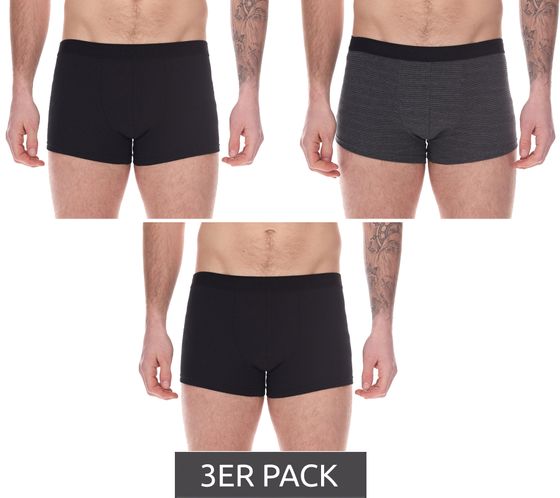 3er Pack UOMO Herren Baumwoll-Boxershorts Retro-Boxershorts Oeko-Tex zertifiziert - Standard 100 Unterwäsche 8513628 Schwarz/Grau