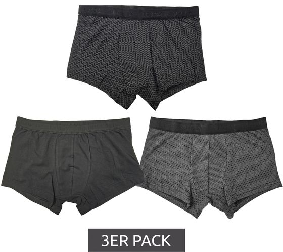 Pack de 3 calzoncillos tipo bóxer de algodón para hombre de UOMO, calzoncillos tipo bóxer retro con certificado Oeko-Tex - Ropa interior Standard 100 7951936 negro/gris