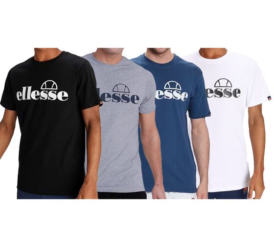 ellesse Fuenti T-shirt da uomo in cotone con stampa logo camicia sportiva SHP16469 in nero, bianco, blu o grigio