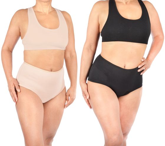 BodySafe Damen Inkontinenz-Slip Inkontinenz Unterwäsche Taillen-Slip mit BodyVision-Technology Inkontinenz-Wäsche funktionelle Unterhose in Beige oder Schwarz