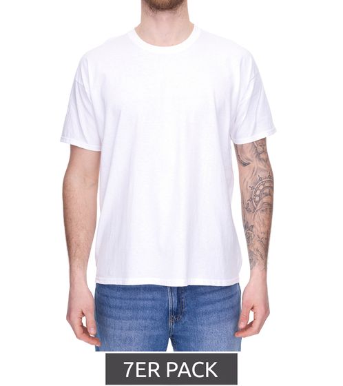 Lot de 7 T-shirt col rond homme FRUIT OF THE LOOM en coton certifié Oeko-Tex 100 7851198 blanc