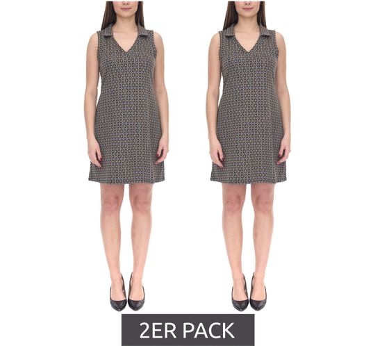 Juego de 2 minivestidos informales Aniston, vestido tipo polo ligeramente acampanado para mujer con estampado geométrico 18580257 marrón/azul/gris