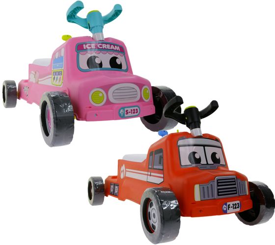 Véhicule porteur pour enfants ZURU Tiny Town, camion de pompiers ou camion de glaces pour garçons et filles à partir de 1 an, jouet d'extérieur coulissant rouge ou rose