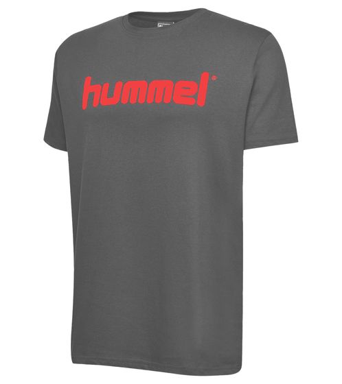 Hummel men's T-shirt cotton shirt with logo print sports shirt 225508 1199 gray