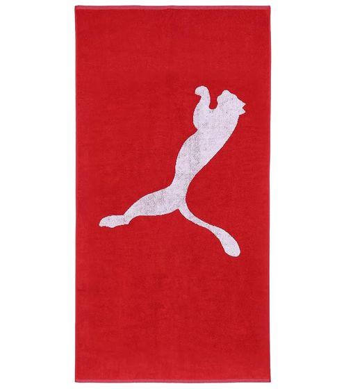 Asciugamano da bagno in cotone PUMA in spugna con grande logo del marchio 50 cm x 100 cm 054553 02 rosso