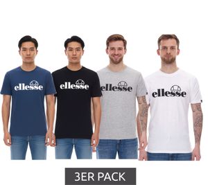 3er Pack ellesse Fuenti T-Shirt Herren Baumwoll-Shirt mit Logo-Print Sport-Shirt SHP16469 in Schwarz, Weiß, Blau oder Grau
