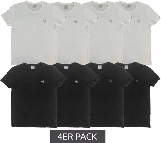 Lot de 4 chemises col rond homme MAUI SPORTS en coton avec logo imprimé chemise d'été noir ou blanc