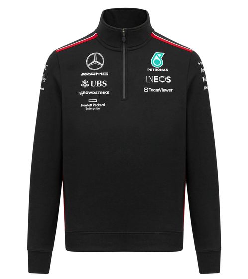 Mercedes-Benz AMG Petronas F1 Felpa con zip 1/4 da uomo Formula 1 Sweat Jacket 7012223436 001 Nero