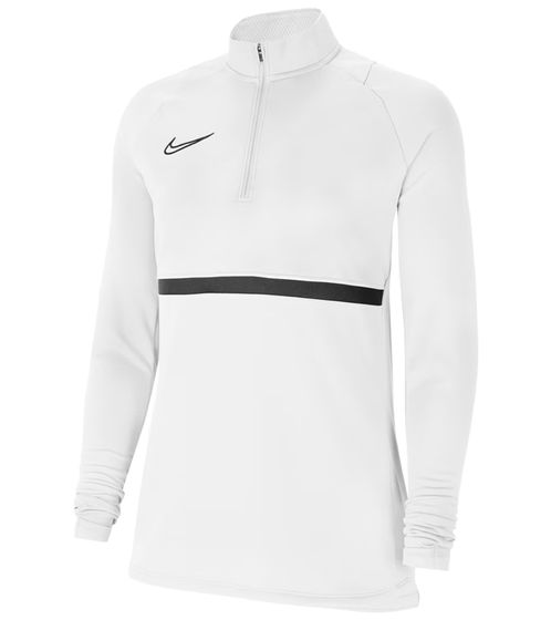 NIKE Academy 21 Dry Drill Longsleeve Damen Trainings-Top mit Half-Zip Sweatshirt mit Dry-Fit CV2653-100 Weiß