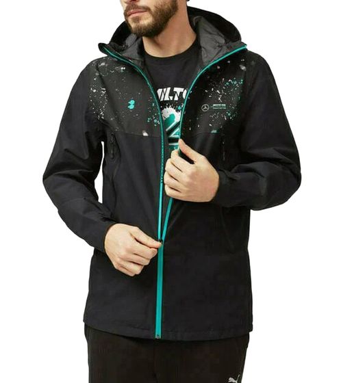 Mercedes-Benz AMG Petronas F1 Mapf1 FW Chaqueta de alto rendimiento para hombre con material exterior repelente al agua Chaqueta de entretiempo 701202235 001 negro