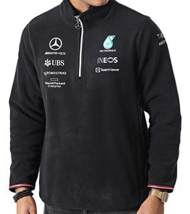 Mercedes-Benz AMG Petronas F1 Mapf1 RP Chaqueta polar con cremallera de 1/4 para hombre con logotipos de socios bordados chaqueta lencero 701220702 001 negro