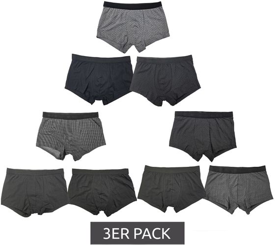 Confezione da 3 boxer da uomo UOMO in cotone retrò boxer intimo certificato Oeko-Tex 100 economy pack in nero/grigio con diverse fantasie