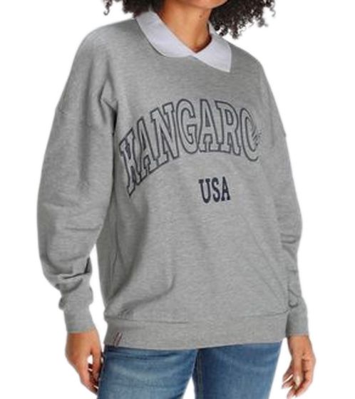 KangaROOS Femme Sweat-Shirt en Coton Pull à Manches Longues Chemise Pull 44651334 Gris/Blanc