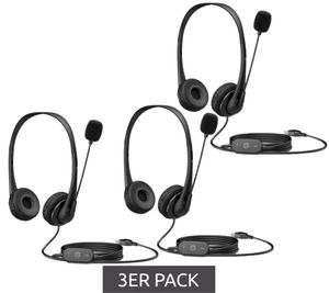 Pack de 3 Auriculares USB Estéreo HP G2 con Micrófono con Cancelación de Ruido Auriculares Accesorios para Computadora 428H5AA Negro