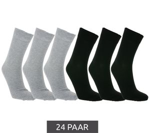 24 pares de calcetines de algodón sostenible estilo TRUE con cinturilla cómoda Certificado Oeko-Tex - Calcetines de negocios Standard 100 medias largas 9078780 negro/gris