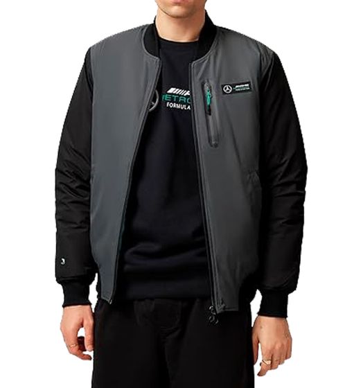 Mercedes-Benz MAPF1 Chaqueta bomber F1 Petronas AMG para hombre con capa aislante térmica THERMORE Chaqueta de otoño Chaqueta de entretiempo 701222288 001 gris/negro