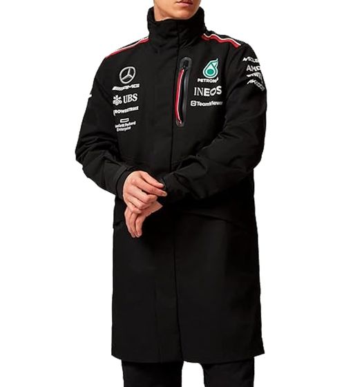 Mercedes-Benz MAPF1 Chubasquero F1 Petronas AMG para hombre con capucha oculta en cuello alto chaqueta de otoño chaqueta de entretiempo 701223427 001 negro