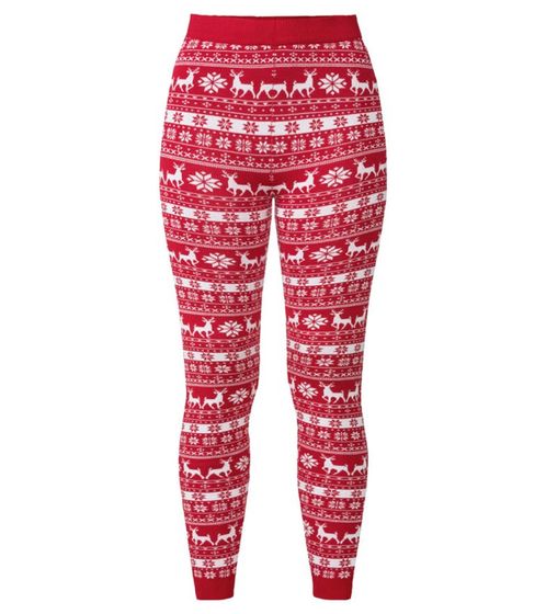 esmara Damen Leggings mit winterlichem Allover-Print Sweat-Hose Oeko-Tex 100 zertifiziert Homewear 390657_2201 Rot/Weiß