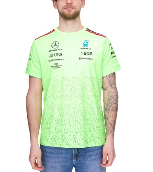 Mercedes-Benz AMG Petronas F1 Herren T-Shirt mit Sponsoren-Logos Kurzarm-Shirt 701223440 001 Neon-Grün