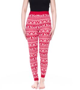 esmara women's leggings with winter all-over print sweat pants Oeko-Tex 100 certified homewear 424504_2301 red/white