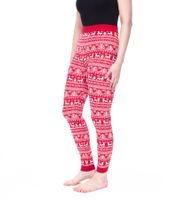 esmara Damen Leggings mit winterlichem Allover-Print Sweat-Hose Oeko-Tex 100 zertifiziert Homewear 424504_2301 Rot/Weiß