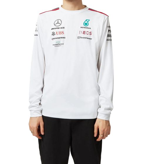 Mercedes-Benz AMG Petronas F1 MAPF1 Driver Herren Longsleeve mit Sponsoren-Prints Langarm-Pullover Motorsport Sweatshirt 701223423 002 Weiß