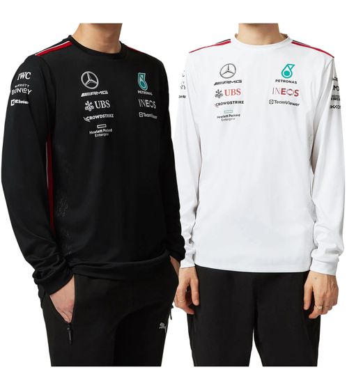 Maglia a maniche lunghe da uomo Mercedes-Benz AMG Petronas F1 MAPF1 Driver con stampe degli sponsor felpa pullover a maniche lunghe per sport motoristici 701223423 in bianco o nero