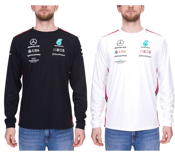 Mercedes-Benz AMG Petronas F1 MAPF1 Driver Herren Longsleeve mit Sponsoren-Prints Langarm-Pullover Motorsport Sweatshirt 701223423 in Schwarz oder Weiß