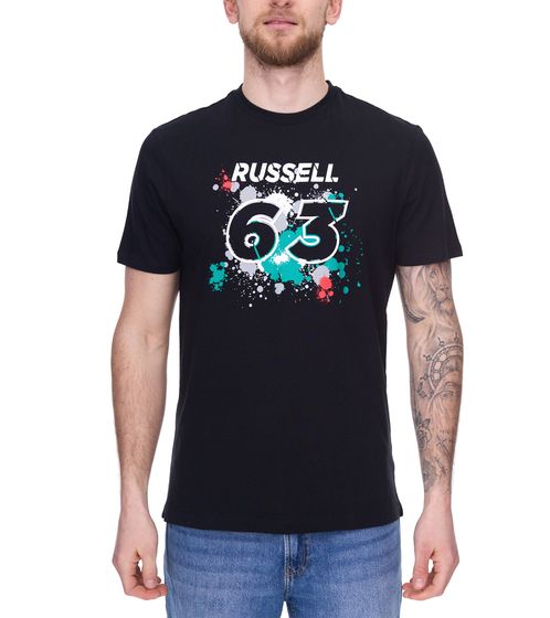 Mercedes-Benz AMG Petronas F1 MAPF1 FW George #63 Herren Baumwoll-Shirt mit George Russel Print Rundhals-Shirt 701220866 002 Schwarz