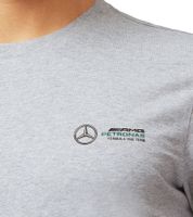 Mercedes-Benz AMG Petronas F1 MAPF1 FW Small Logo Men's Cotton Shirt with Logo Patch Round Neck Shirt 701202265 002 Gray
