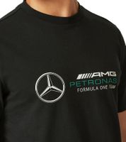 Mercedes-Benz AMG Petronas F1 Large Logo Men's T-Shirt with Large Front Print Cotton Shirt 701202262 001 Black
