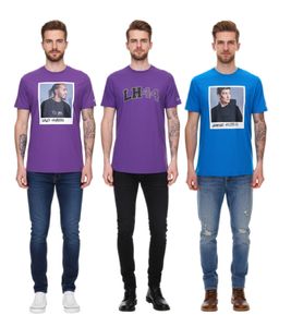 Mercedes-Benz AMG Petronas F1 MAPF1 Portrait oder Logo Herren Baumwoll-Shirt mit George Russel Print Rundhals-Shirt 701222296-701222304 Blau oder Lila