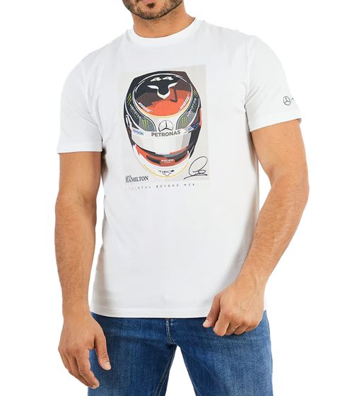 Mercedes-Benz AMG Petronas F1 MPAM FW Lewis Helmet Herren T-Shirt mit großem Frontprint Baumwoll-Shirt 141101013 200 Weiß