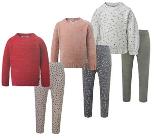 Conjunto infantil de chenilla de dos piezas DKNY compuesto por sudadera y leggings con efecto hilo, jersey y pantalón para niña pequeña 1527280 rosa/gris, blanco/verde o rojo/blanco