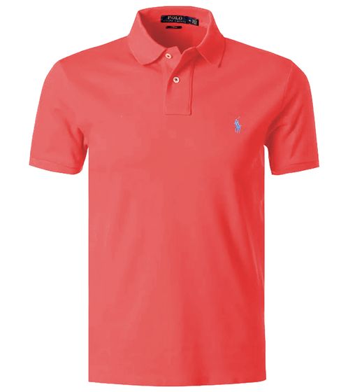 POLO RALPH LAUREN Polo da uomo Camicia slim fit in cotone Camicia a maniche corte Camicia basic 710536856360 Rosso/Grigio