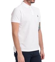 POLO RALPH LAUREN Herren Polo-Shirt Custom Slim Fit Baumwoll-Shirt Kurzarm-Shirt Basic-Shirt 710666998002 Weiß/Navy
