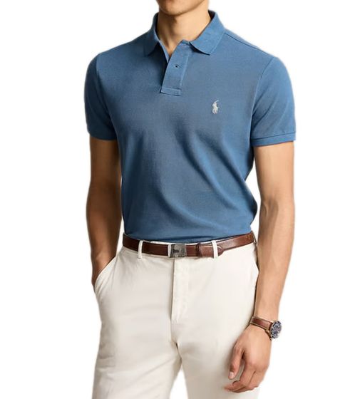 POLO RALPH LAUREN Polo pour homme Coupe classique Chemise en coton Chemise à manches courtes Chemise basique 710574020112 Bleu/Blanc