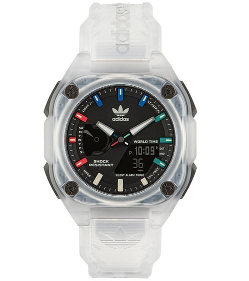 adidas CITY TECH ON montre-bracelet pour hommes et femmes montre de sport à la mode avec résistance à l'eau 10 ATM AO ST23057 blanc/noir