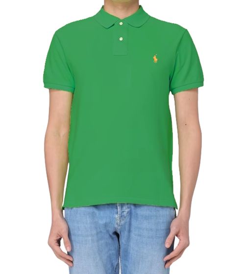 POLO RALPH LAUREN Polo de hombre Slim Fit de algodón Camisa de manga corta Polo 710536856362 Verde/Amarillo