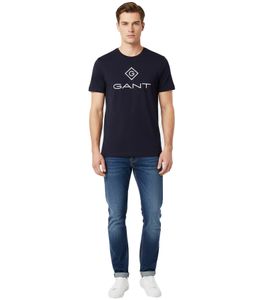 T-shirt da uomo GANT con grande stampa del marchio, camicia in cotone, maglietta girocollo 2023000 433 Navy