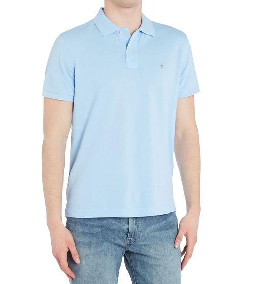 GANT polo da uomo, vestibilità regolare, camicia in cotone, camicia a maniche corte, camicia basic 2201 468 azzurro