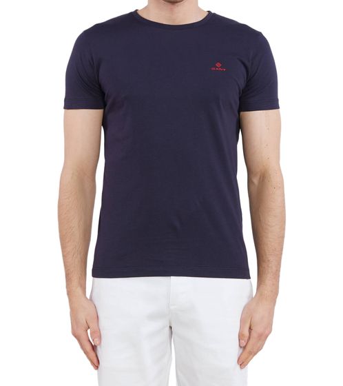 GANT Men's Cotton Shirt with Small Brand Embroidery on Chest T-Shirt Round Neck Shirt 2053004 433 Navy