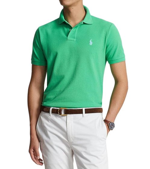 Camisa polo de hombre POLO RALPH LAUREN Camisa de algodón de corte entallado personalizada Camisa polo de manga corta 710680784274 Verde menta