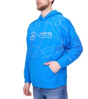 PUMA Mercedes-Benz AMG Petronas F1 MAPF1 LS Statement maglione da uomo con cappuccio con grande logo ricamato in cotone con cappuccio camicia a maniche lunghe 621127 08 blu