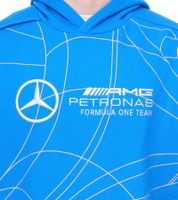 PUMA Mercedes-Benz AMG Petronas F1 MAPF1 LS Statement maglione da uomo con cappuccio con grande logo ricamato in cotone con cappuccio camicia a maniche lunghe 621127 08 blu